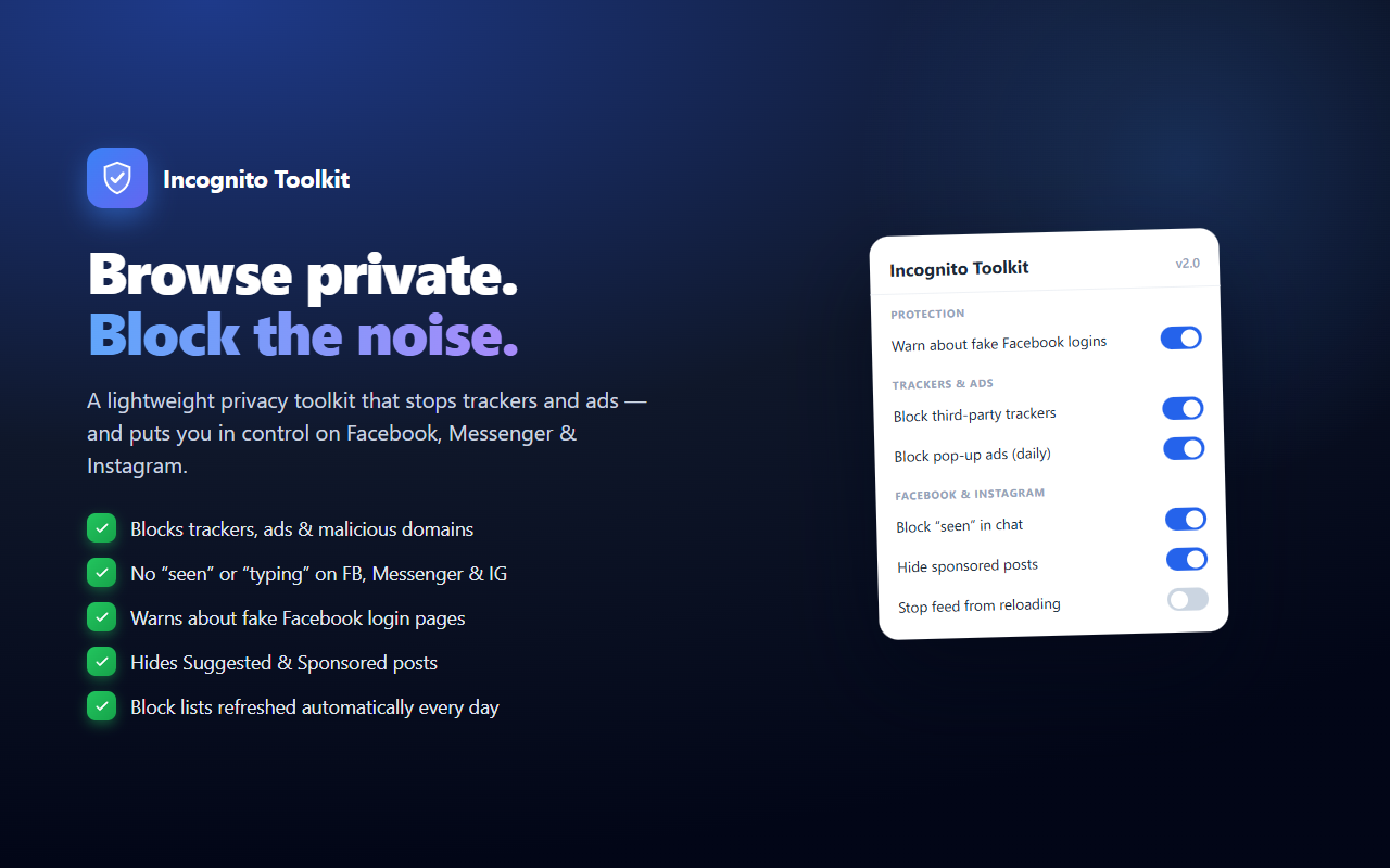 Giao diện Incognito Toolkit